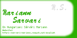 mariann sarvari business card
